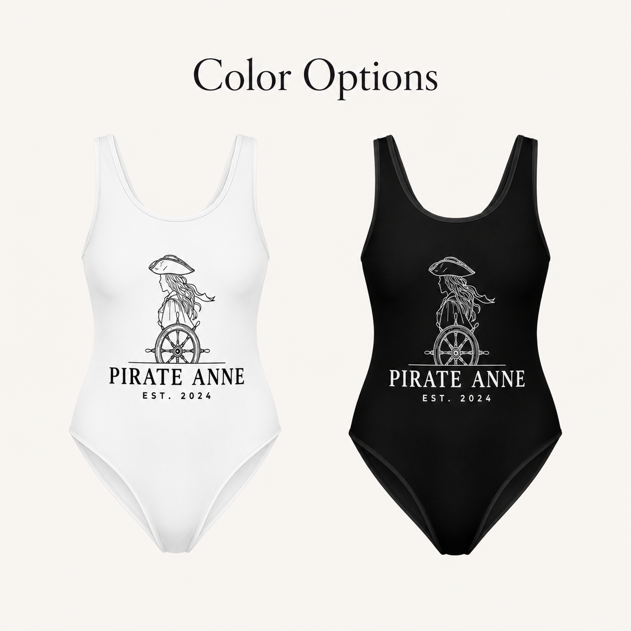 Pirate Anne Signature One-Piece Swimsuit – Black or White