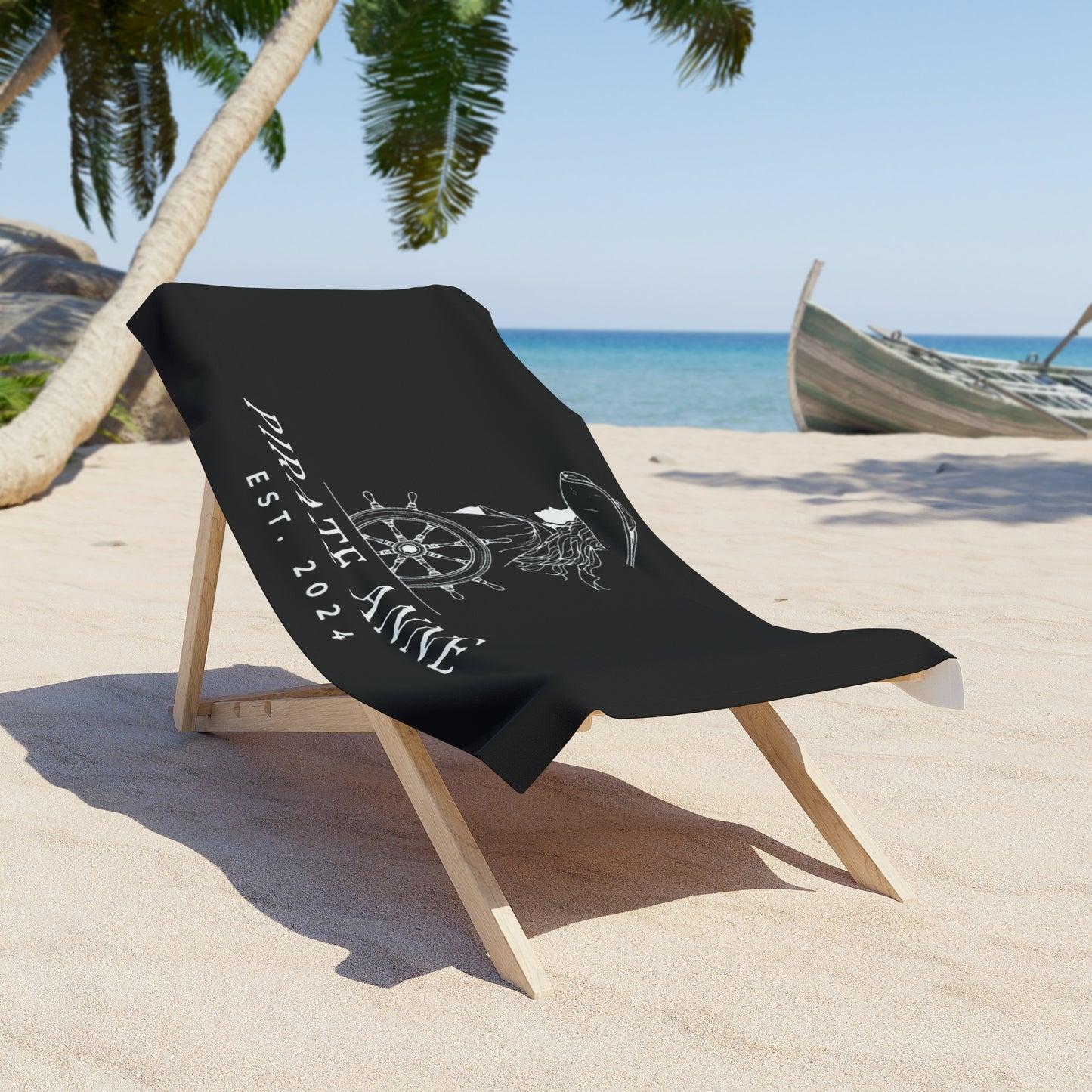 Pirate-Themed Beach Towel - Black