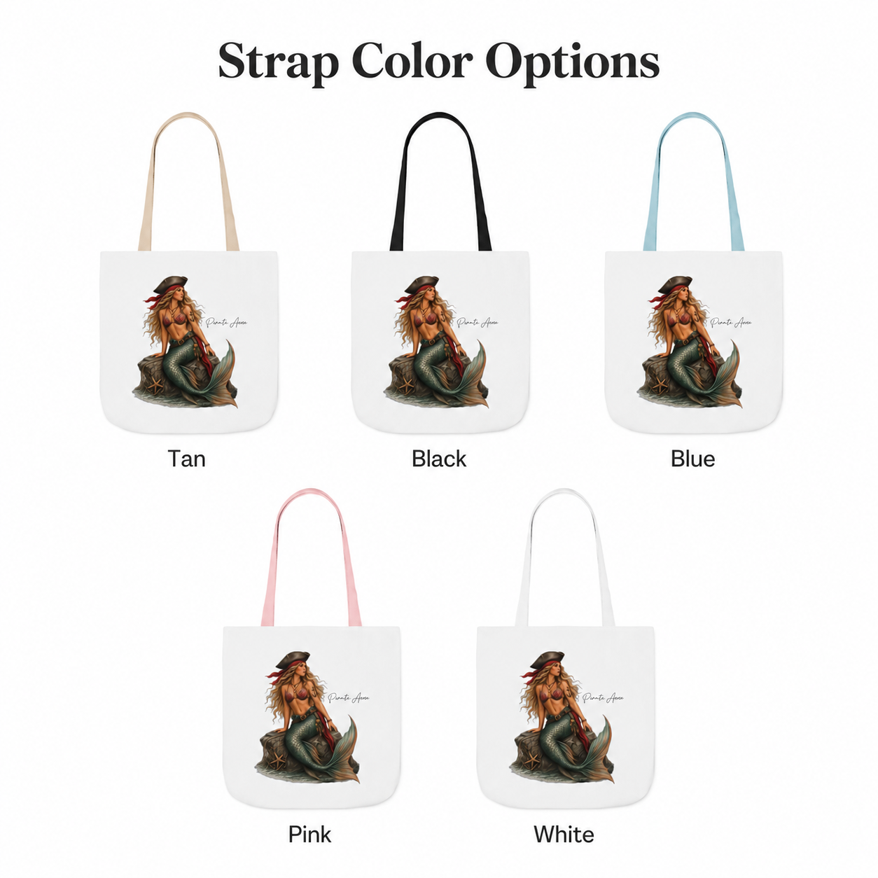 Mermaid Pirate Canvas Tote Bag — 'Pirate of the Sea' Nautical Beach Tote