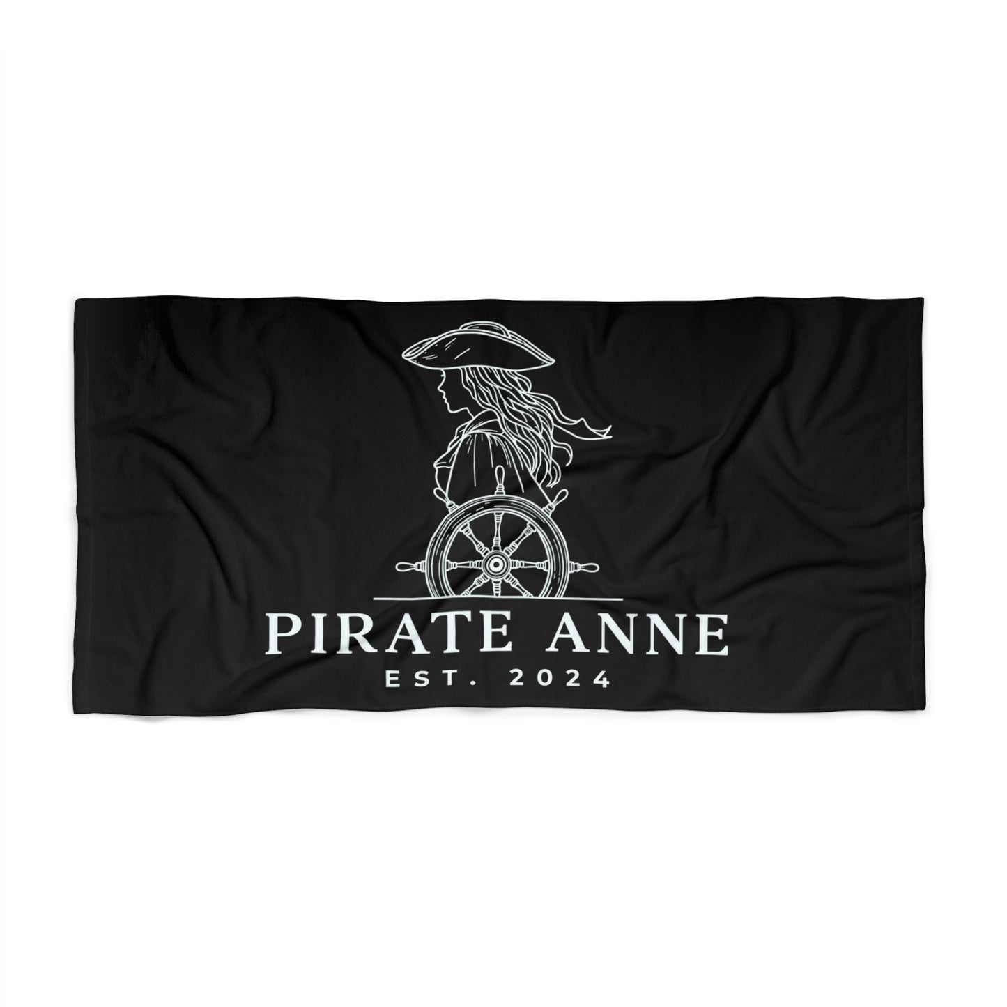 Pirate Anne Signature Beach Towel – Black, 30 × 60