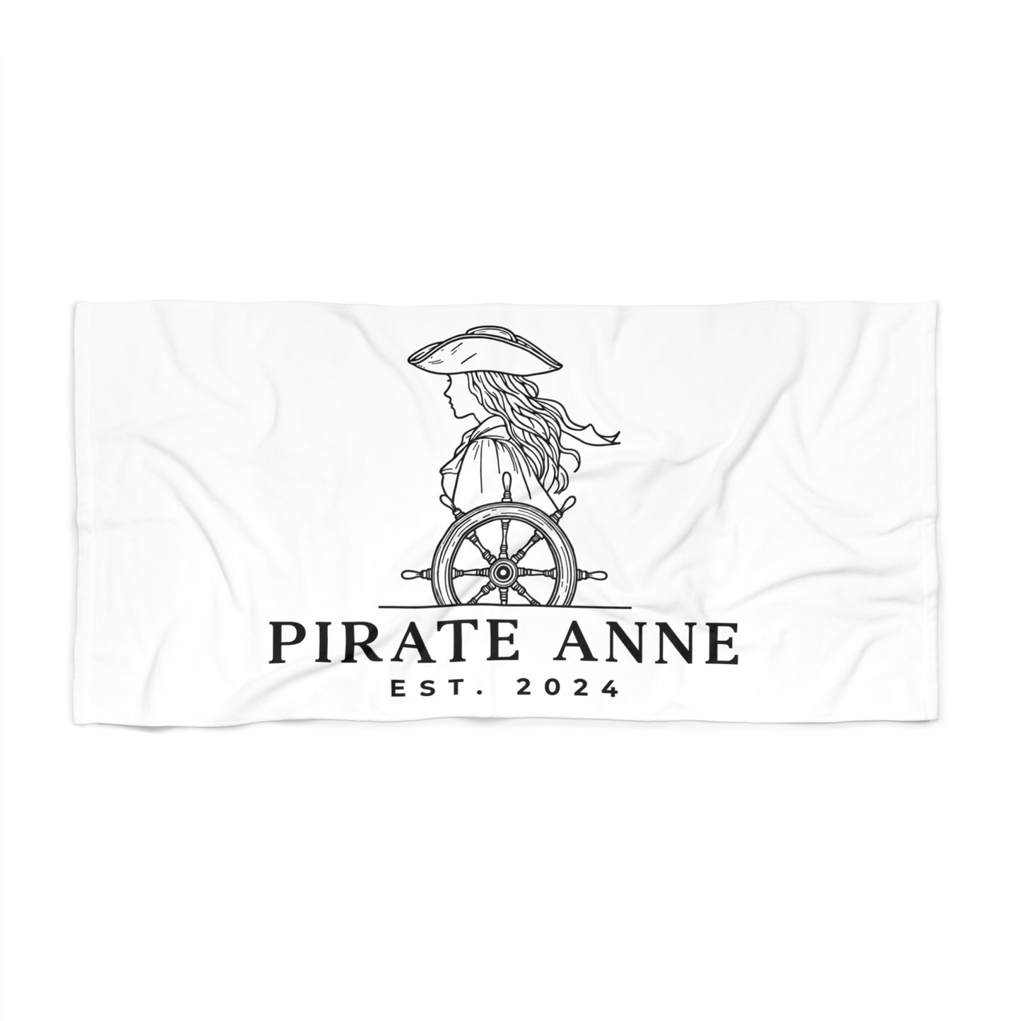 Pirate Anne Signature Beach Towel – White, 30 × 60