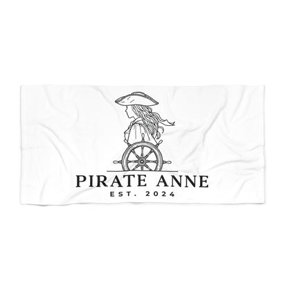 Pirate Anne Signature Beach Towel – White, 30 × 60