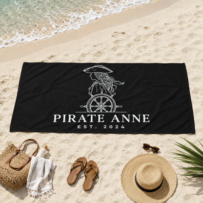 Pirate Anne Signature Beach Towel – Black, 30 × 60
