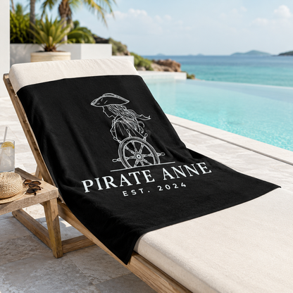 Pirate Anne Signature Beach Towel – Black, 30 × 60