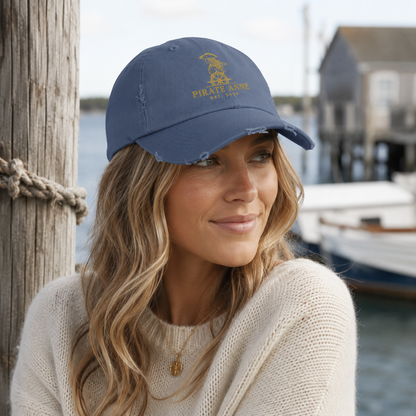 Pirate Anne Signature Distressed Cotton Cap – Black, Stone or Scotland Blue