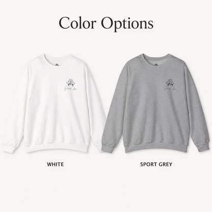 Pirate Anne Red, White & Blue Logo Crewneck Sweatshirt – Nautical Back Graphic | White or Sport Grey