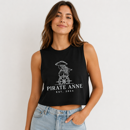 Pirate Anne Signature Logo Cropped Muscle Tank | Black or White