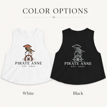 Pirate Anne Signature Logo Cropped Muscle Tank | Black or White