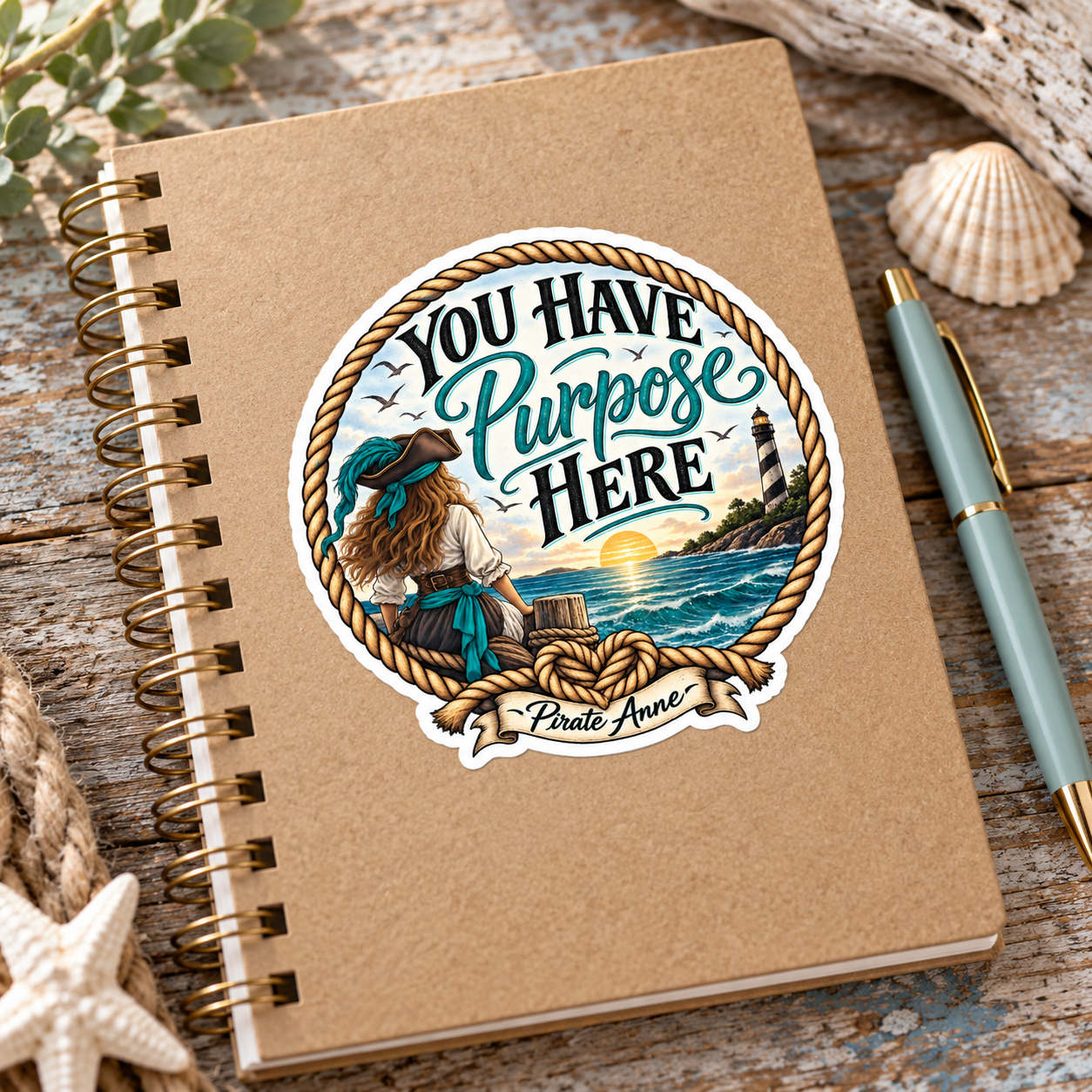 You Have Purpose Here Pirate Anne  Kiss-Cut Vinyl Sticker — Suicide Prevention Awareness