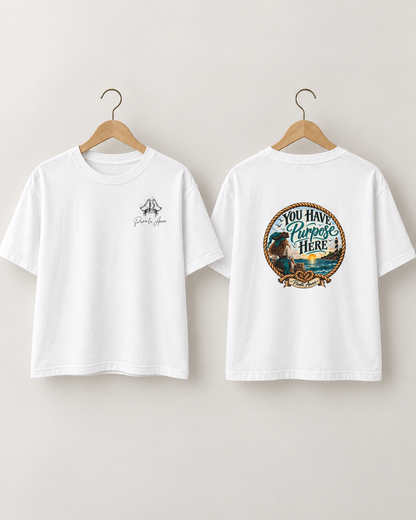 You Have Purpose Here Pirate Anne Boxy Tee | Suicide Prevention Awareness Shirt | Coastal Women’s Graphic Tee | Front & Back Design