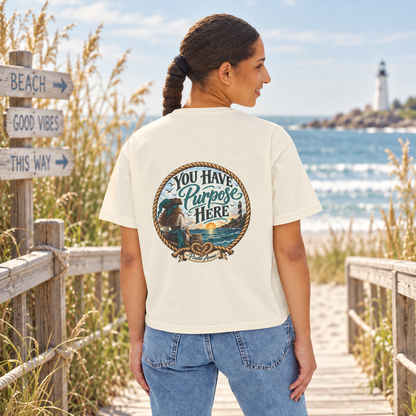 You Have Purpose Here Pirate Anne Boxy Tee | Suicide Prevention Awareness Shirt | Coastal Women’s Graphic Tee | Front & Back Design