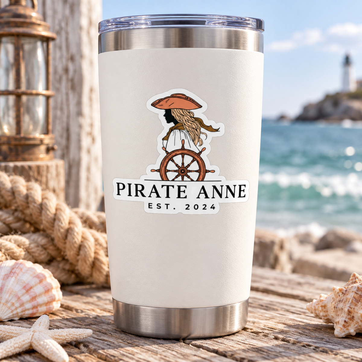 Pirate Anne Kiss-Cut Sticker | Coastal Pirate Woman Decal | Nautical Laptop, Tumbler & Notebook Sticker
