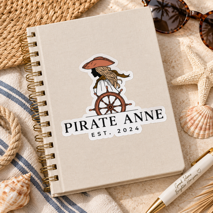 Pirate Anne Kiss-Cut Sticker | Coastal Pirate Woman Decal | Nautical Laptop, Tumbler & Notebook Sticker