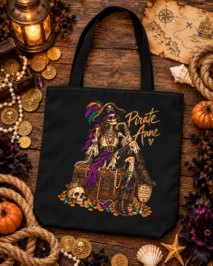 Pirate Anne Skeleton Pirate Tote Bag | Halloween Trick or Treat Bag | October Exclusive Pirate Tote | Coastal Treasure Bag