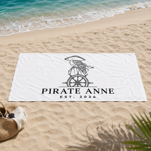 Pirate Anne Signature Beach Towel – White, 30 × 60