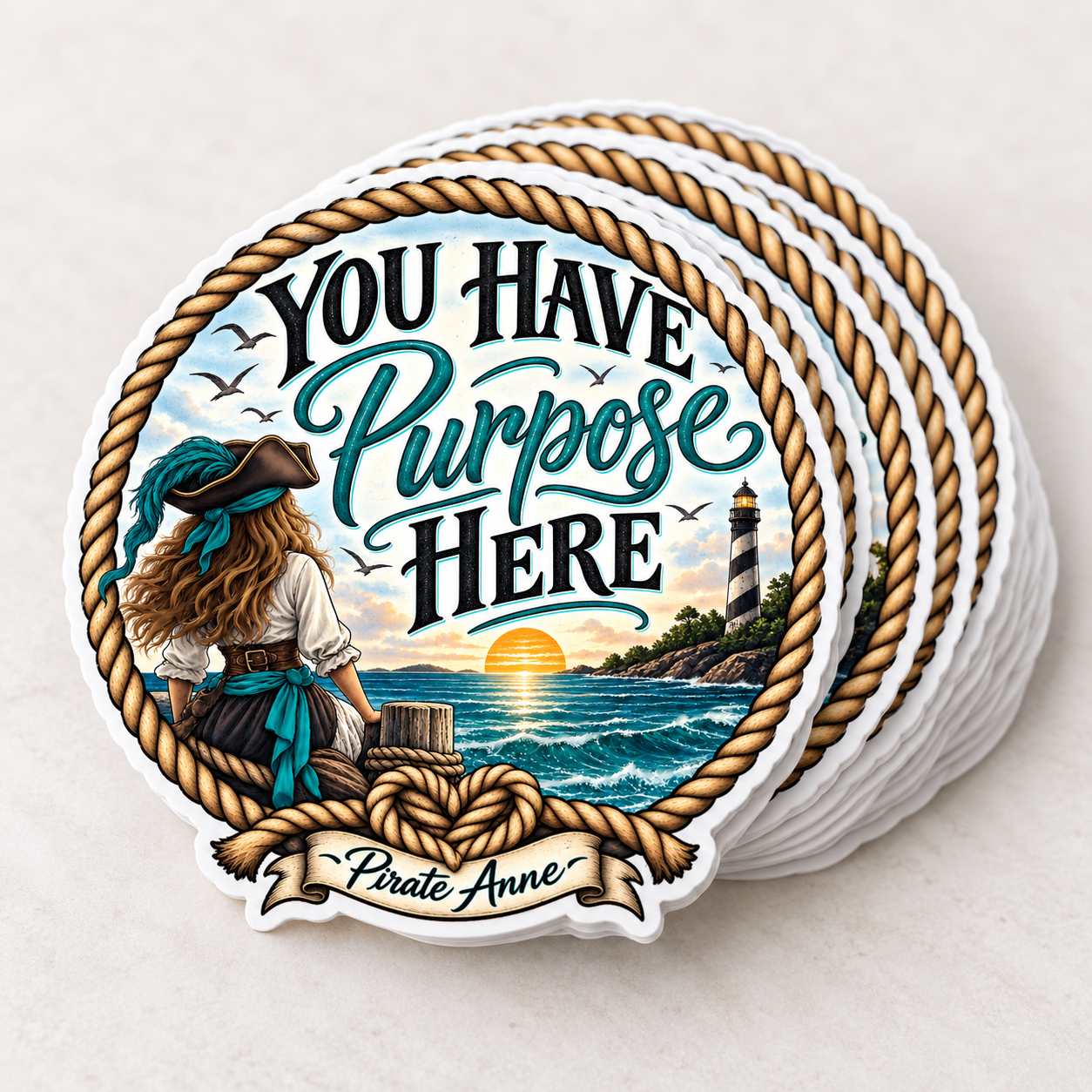 You Have Purpose Here Pirate Anne  Kiss-Cut Vinyl Sticker — Suicide Prevention Awareness